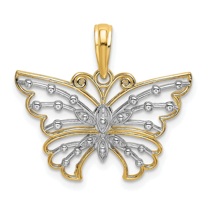 Lovely Rita's Pendants & Charms 14k Yellow, White Gold D.C Fancy Design Butterfly Pendant