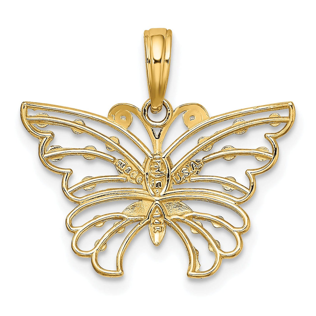Lovely Rita's Pendants & Charms 14k Yellow, White Gold D.C Fancy Design Butterfly Pendant