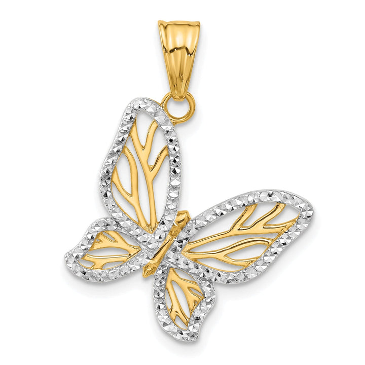 Lovely Rita's Pendants & Charms 14K Yellow, White Gold D.C Finish Butterfly Pendant