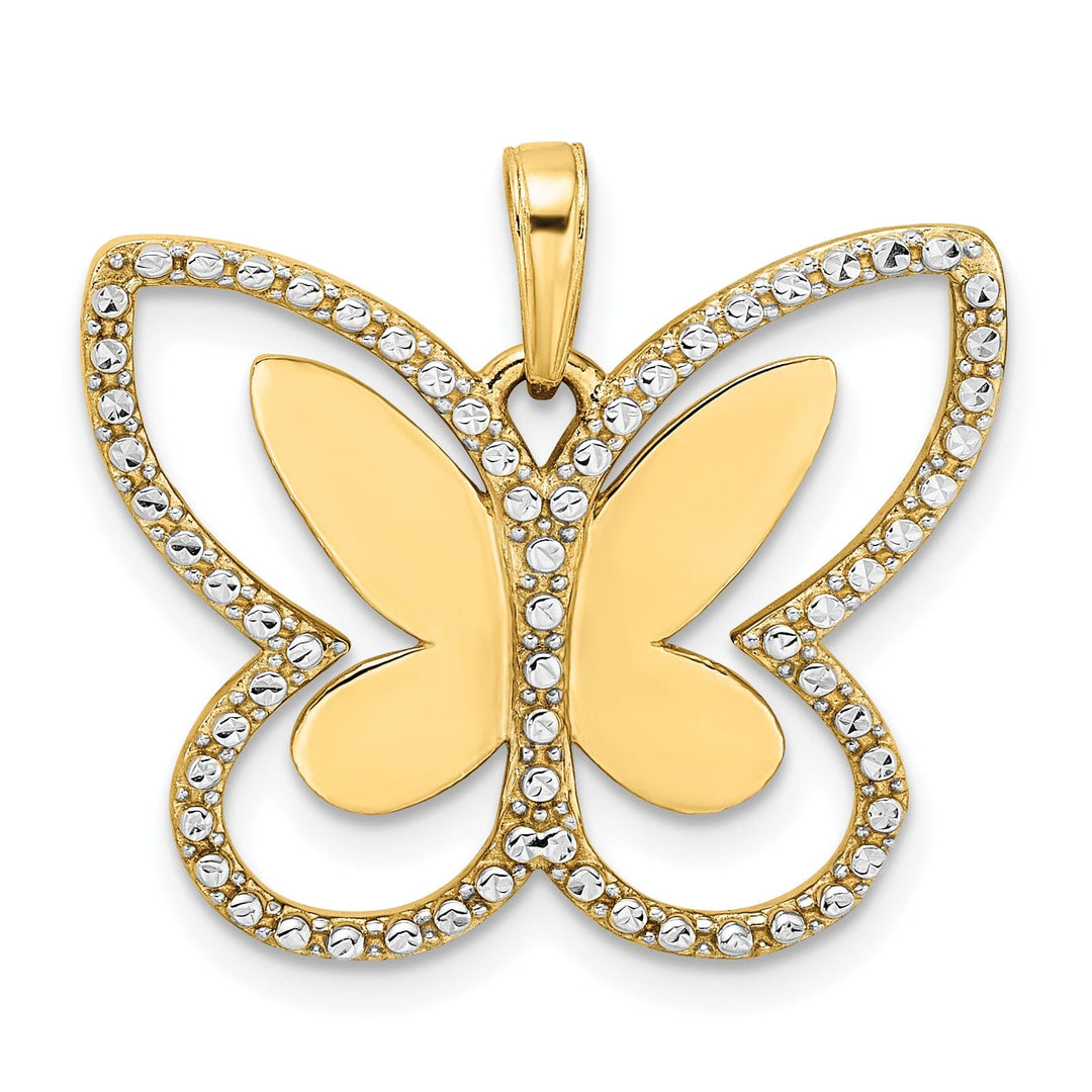 Lovely Rita's Pendants & Charms 14k Yellow, White Gold D.C Finish Butterfly Pendant