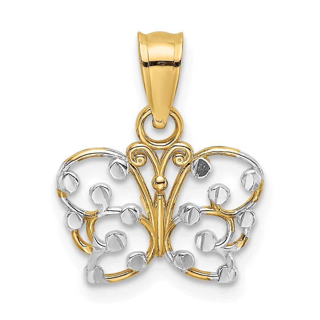 Lovely Rita's Pendants & Charms 14k Yellow, White Gold D.C Polished Finish Butterfly Pendant