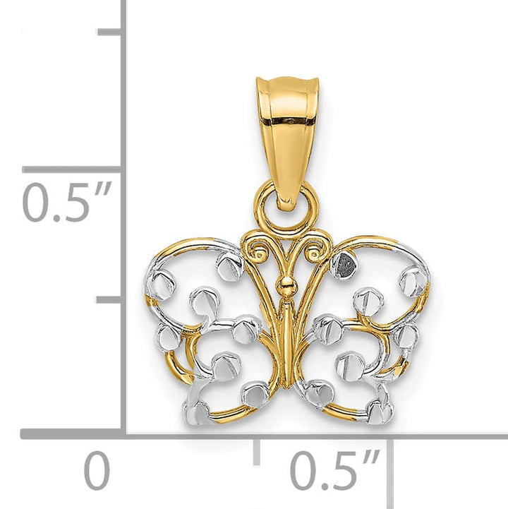 Lovely Rita's Pendants & Charms 14k Yellow, White Gold D.C Polished Finish Butterfly Pendant