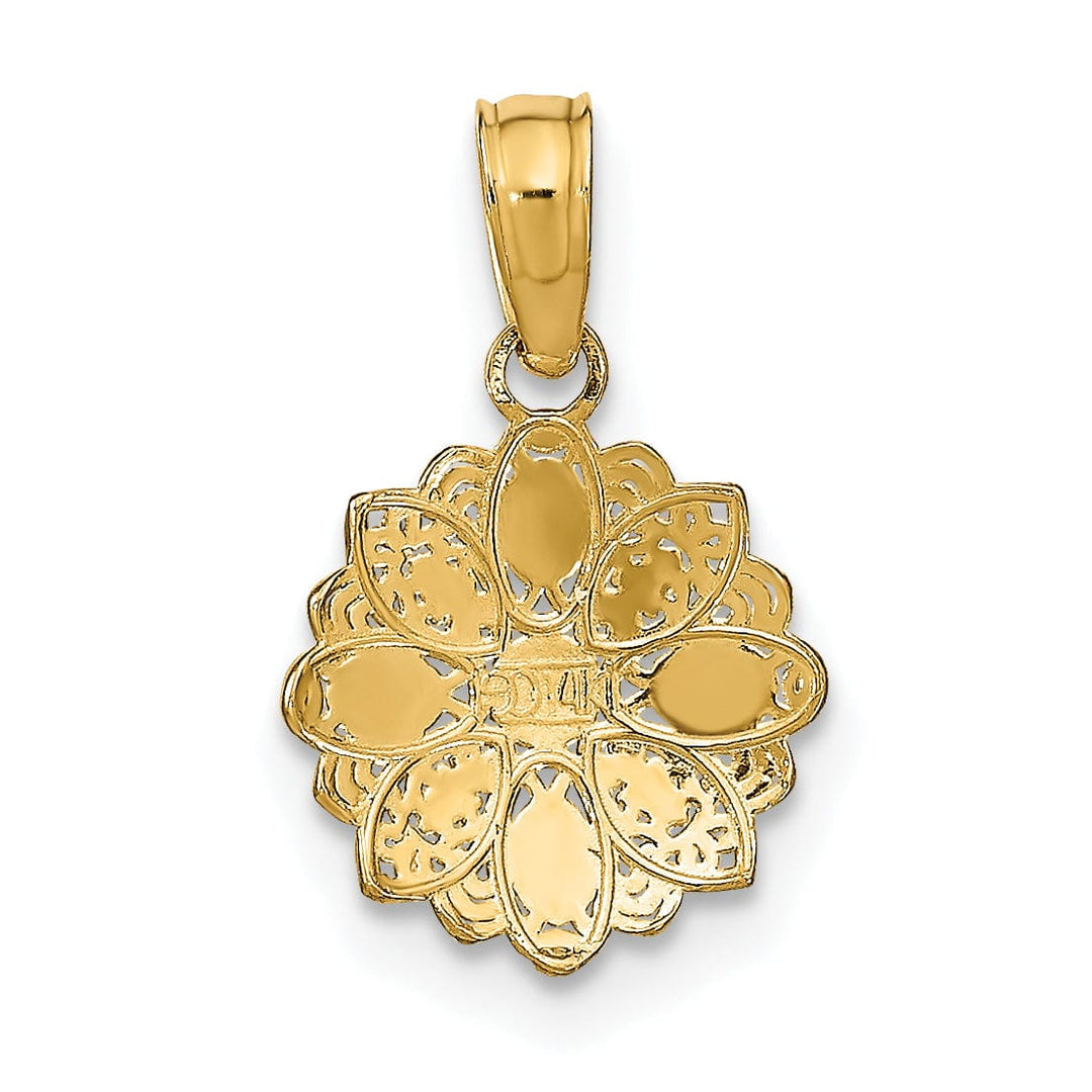 Lovely Rita's Pendants & Charms 14K Yellow, White Gold Diamond cut Mini Filigree Flower Pendant
