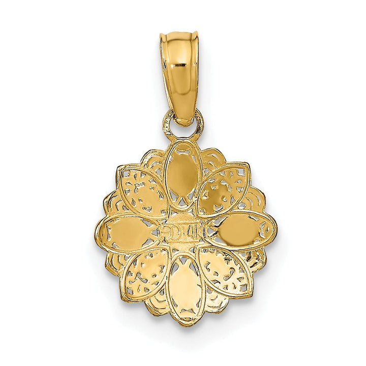 Lovely Rita's Pendants & Charms 14K Yellow, White Gold Diamond cut Mini Filigree Flower Pendant