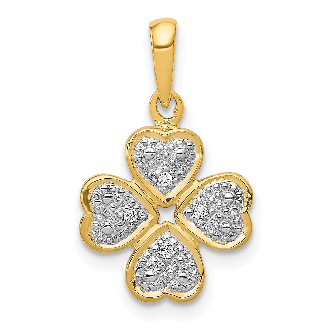 Lovely Rita's Pendants & Charms 14k Yellow, White Gold Diamond Four Leaf Clover Pendant