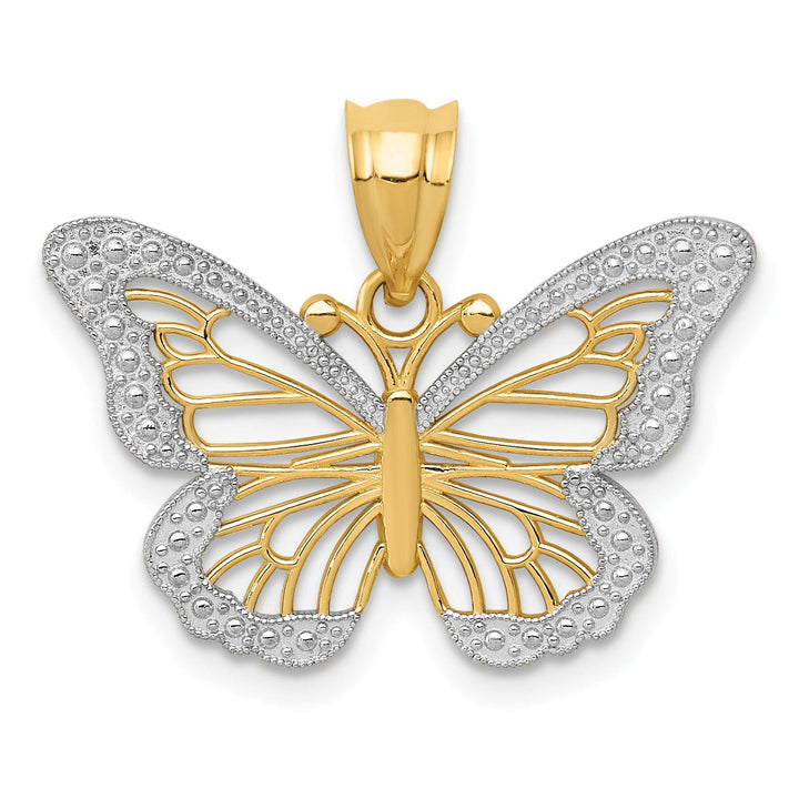 Lovely Rita's Pendants & Charms 14k Yellow, White Gold Fancy Butterfly Design Pendant