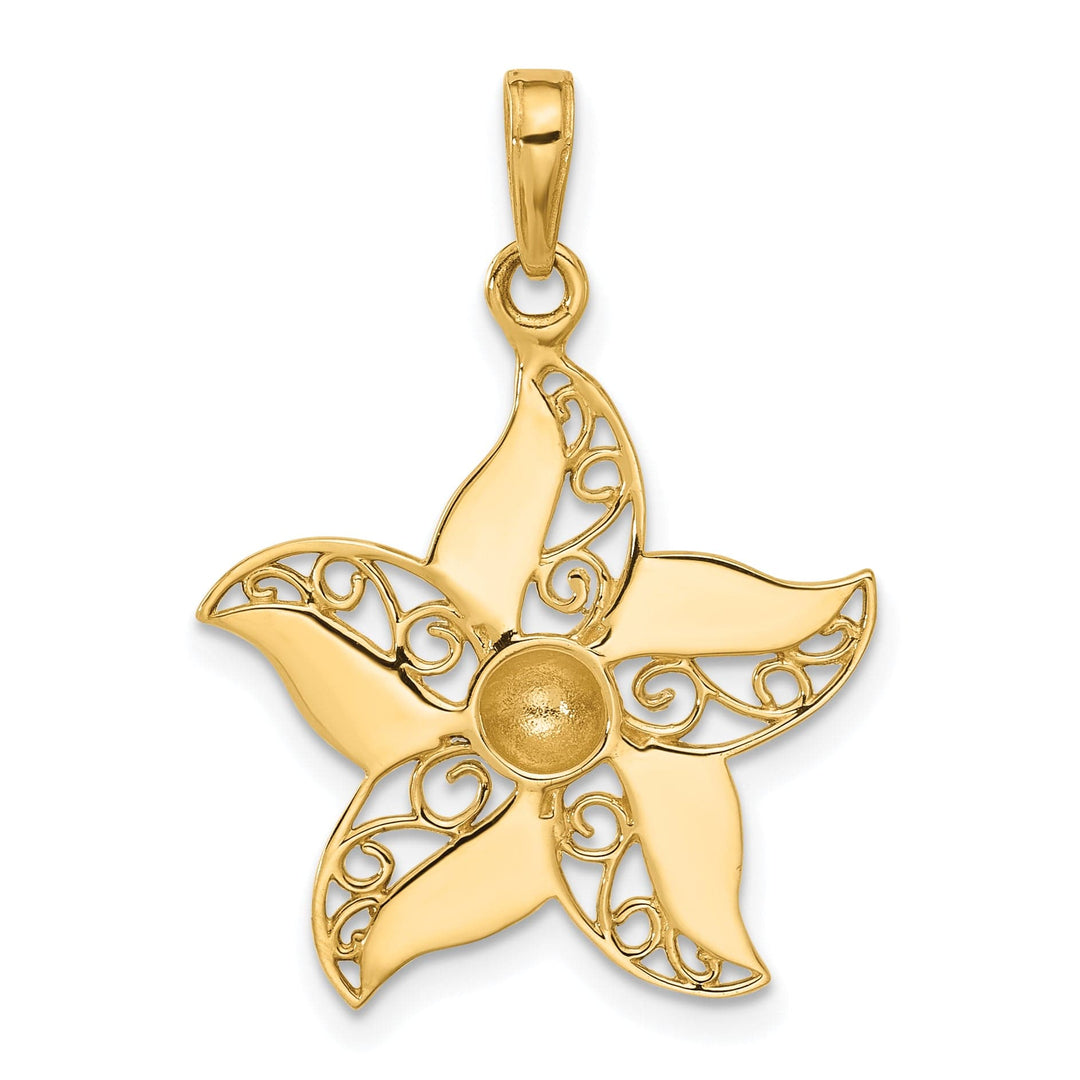 Lovely Rita's Pendants & Charms 14k Yellow, White Gold Filigree Flower Design Pendant