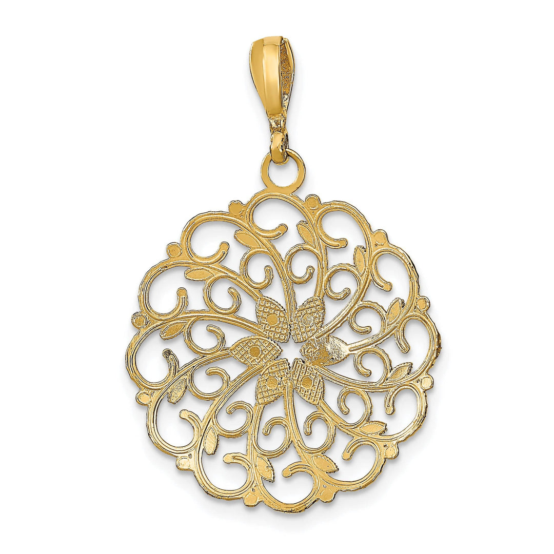 Lovely Rita's Pendants & Charms 14K Yellow White Gold Filigree Scalloped Wave Pendant