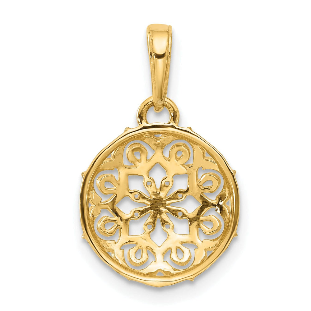 Lovely Rita's Pendants & Charms 14k Yellow, White Gold Floral Design Circle Filgree Pendant