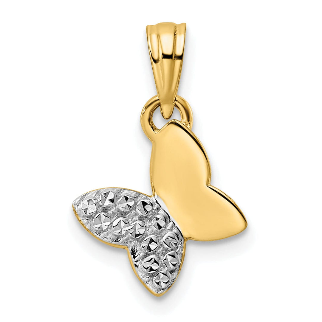 Lovely Rita's Pendants & Charms 14k Yellow, White Gold Half D.C Design Butterfly Pendant