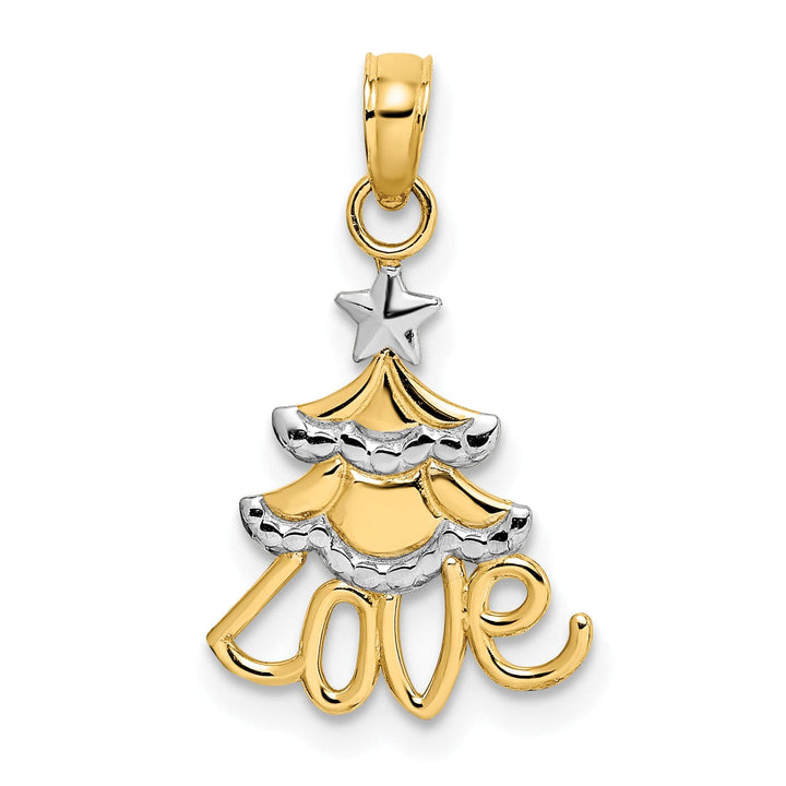 Lovely Rita's Pendants & Charms 14k Yellow, White Gold LOVE Christmas Tree Charm Pendant