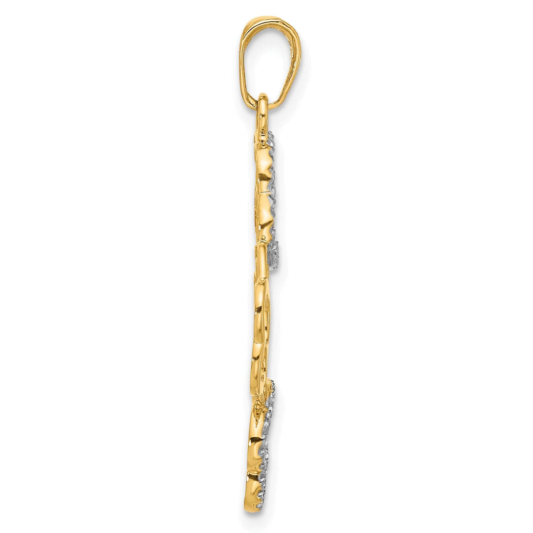 Lovely Rita's Pendants & Charms 14k Yellow White Gold Polished and D.C Flowers Pendant