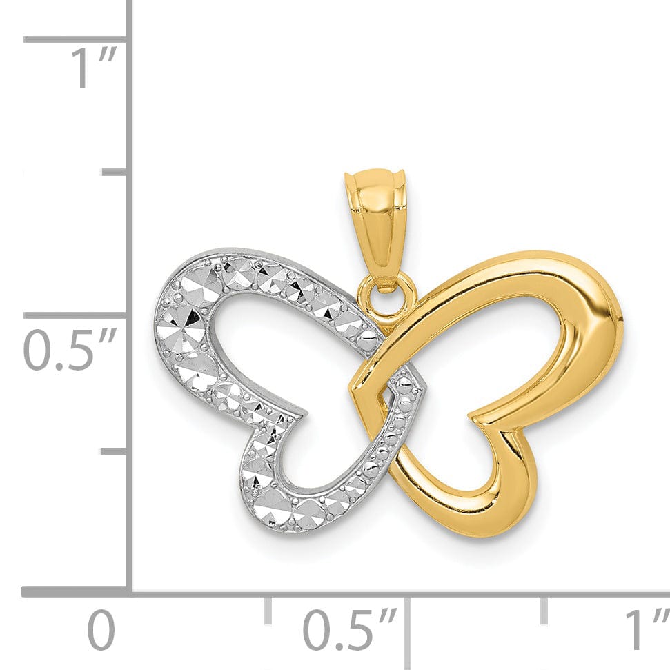 Lovely Rita's Pendants & Charms 14k Yellow,White Gold Polished D.C Finish Butterfly Pendant