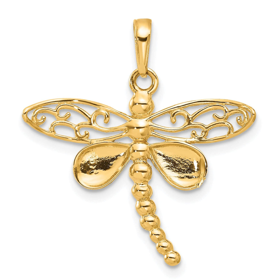 Lovely Rita's Pendants & Charms 14k Yellow, White Gold Polished D.C Finish Dragonfly Pendant