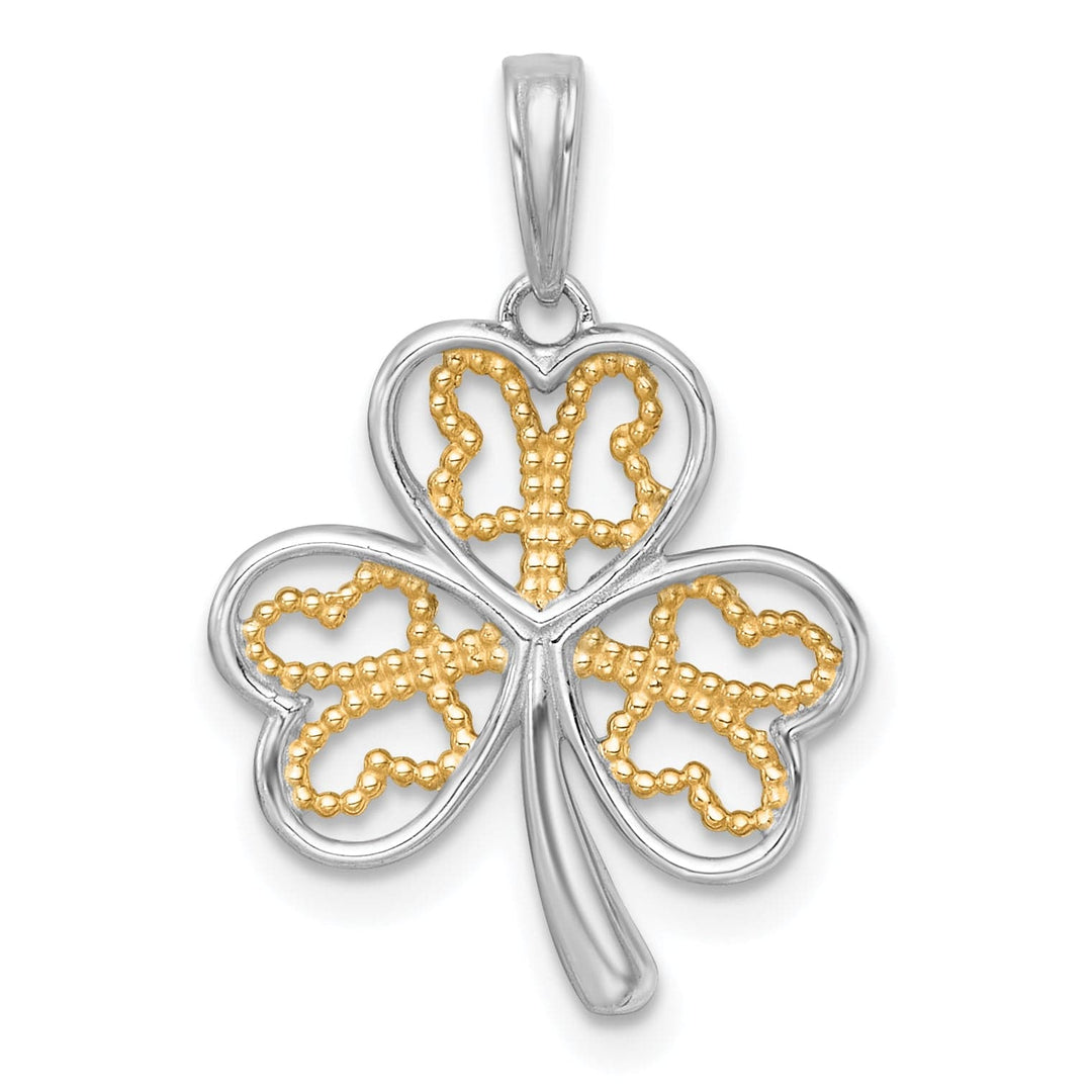 Lovely Rita's Pendants & Charms 14k Yellow,White Gold Polished Fancy 3-Leaf Clover Charm Pendant