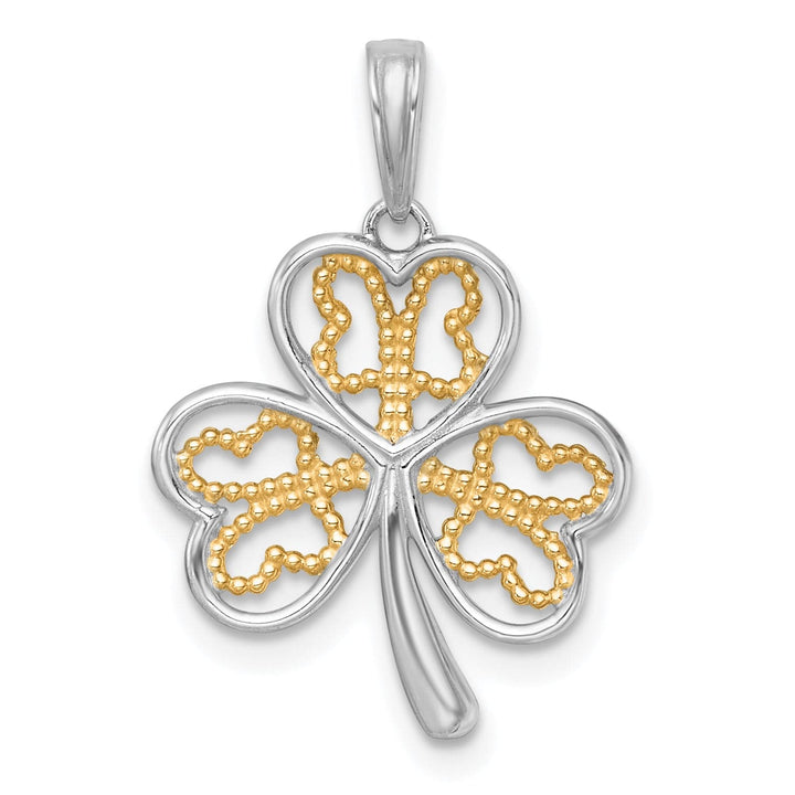 Lovely Rita's Pendants & Charms 14k Yellow,White Gold Polished Fancy 3-Leaf Clover Charm Pendant
