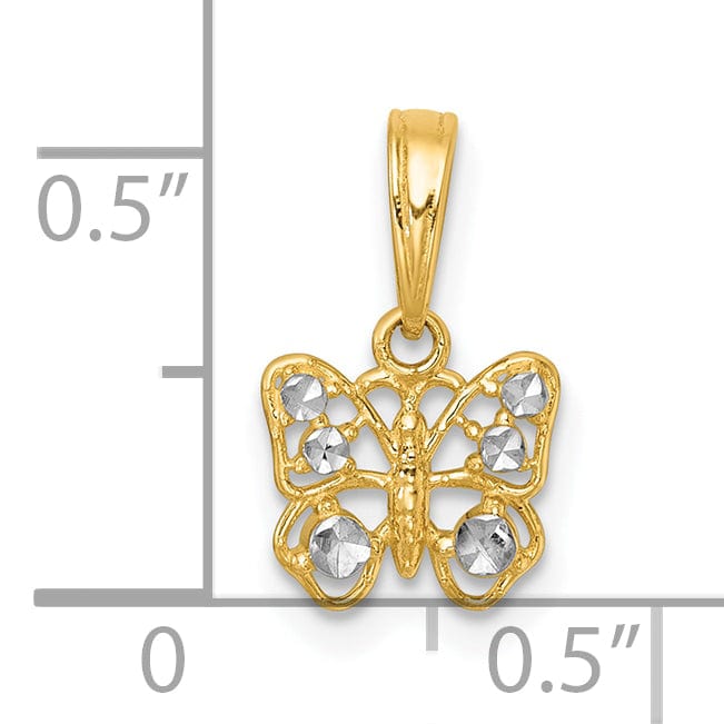 Lovely Rita's Pendants & Charms 14k Yellow, White Gold Polished Finish Butterfly Charm Pendant