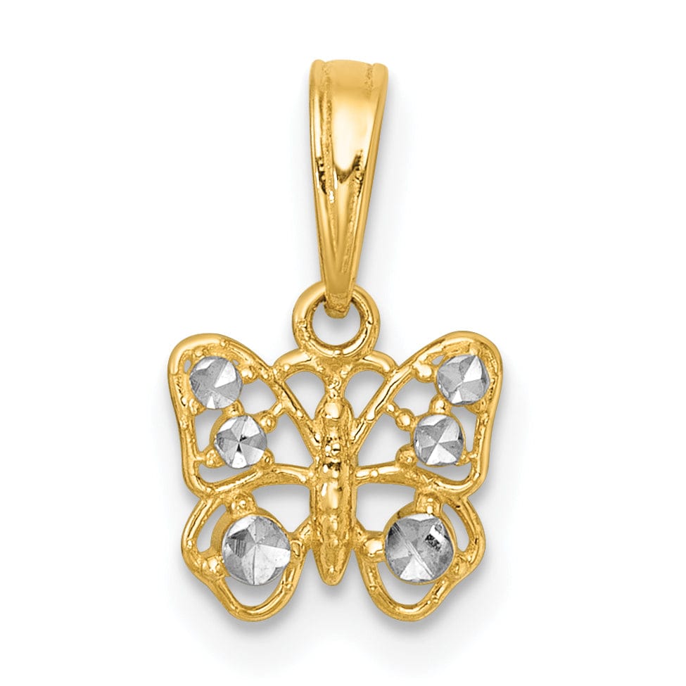 Lovely Rita's Pendants & Charms 14k Yellow, White Gold Polished Finish Butterfly Charm Pendant