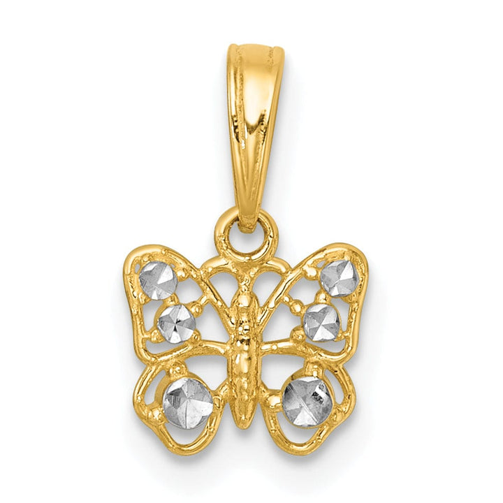 Lovely Rita's Pendants & Charms 14k Yellow, White Gold Polished Finish Butterfly Charm Pendant