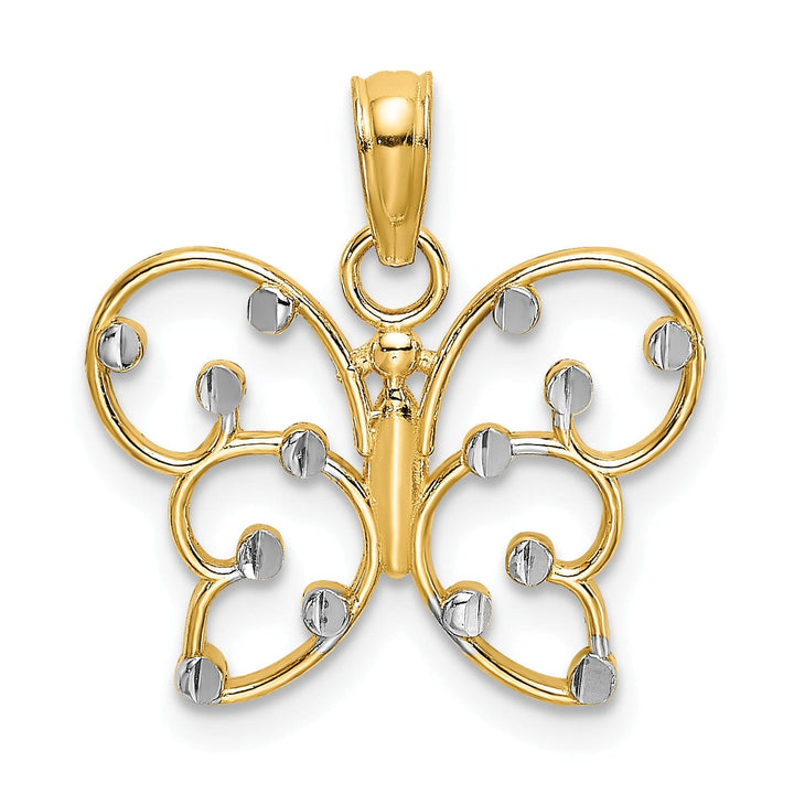 Lovely Rita's Pendants & Charms 14k Yellow, White Gold Polished Finish Butterfly Pendant