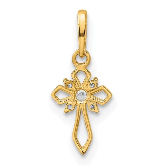 Lovely Rita's Pendants & Charms 14kYellow Gold Children Fancy C.Z Cross Pendant