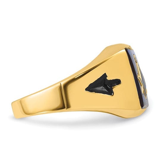 Lovely Rita's Pin 14k Yellow Gold Men's blue spinel Masonic Ring