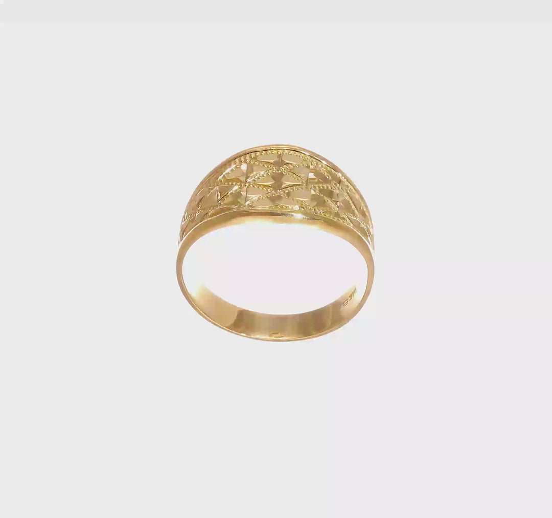 14k Yellow Gold D.C. Quilted Pattern Ring, view 8 of 8