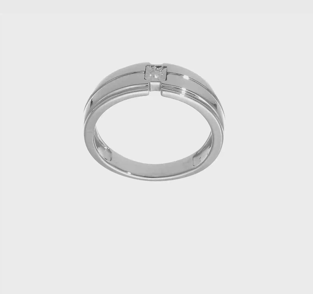 Sterling Silver 4 mm 5.08 g Polished Diamond Men's Ring, view 7 of 7