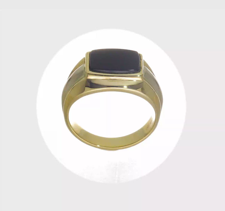 14k Two-Tone Gold IB Goodman Rectangle Onyx Men's Ring, view 8 of 8