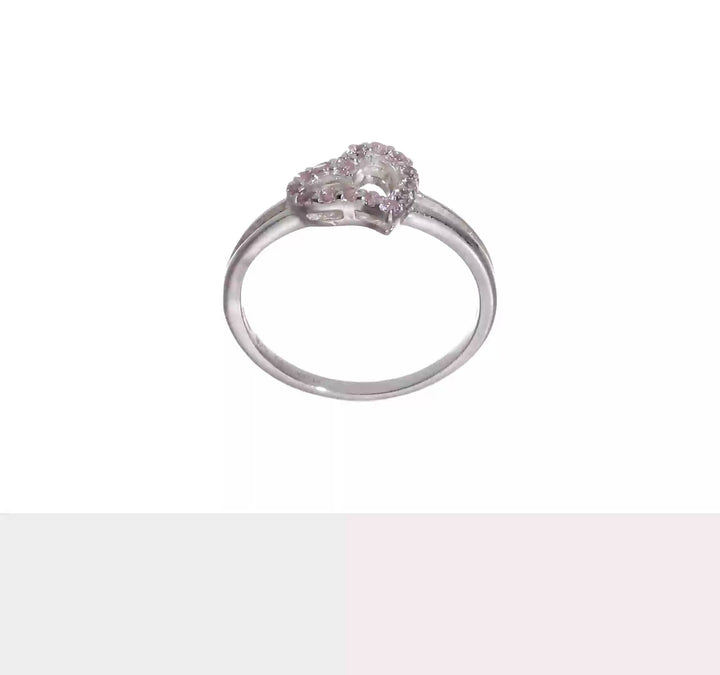 Sterling Silver Polished Pink CZ Heart Ring, view 7 of 7