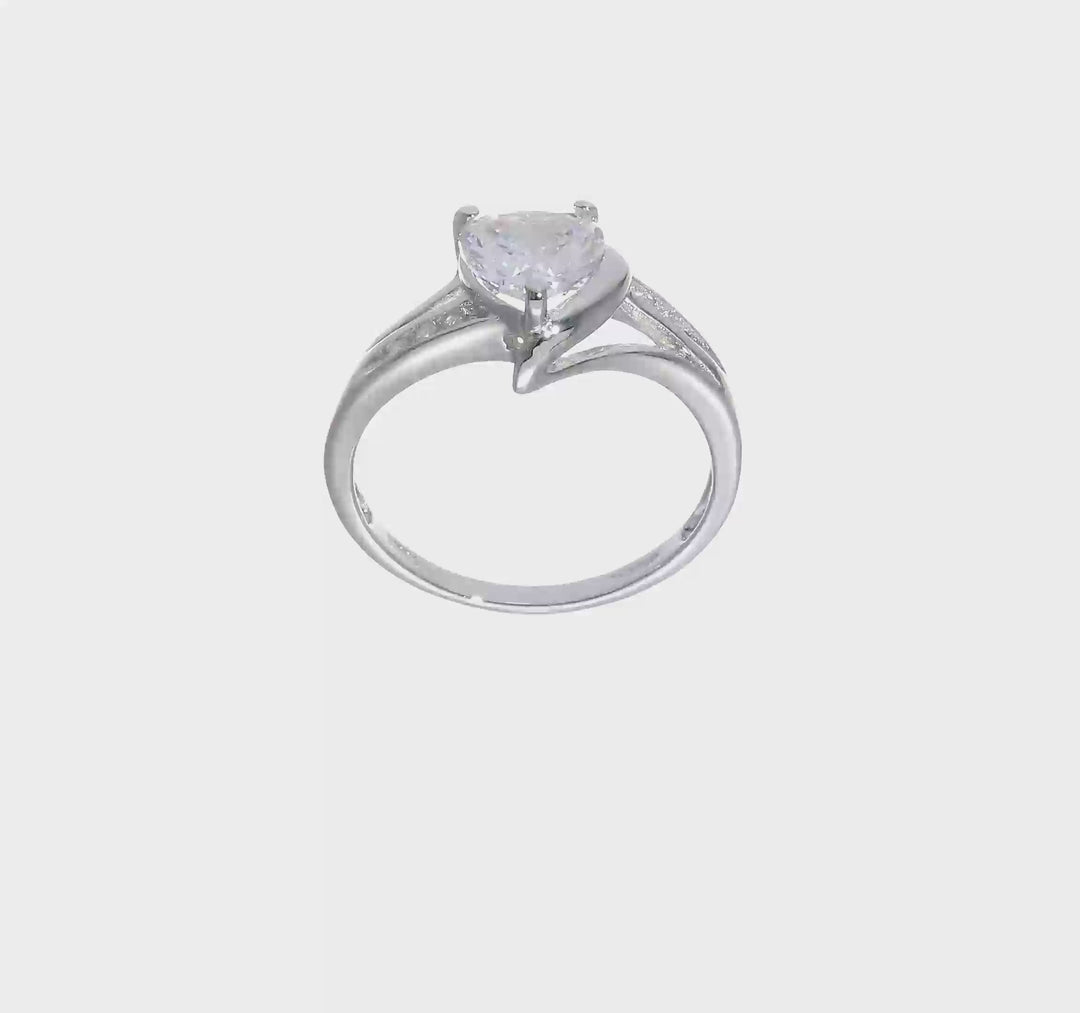 Sterling Silver 2 mm 2.16 g CZ Heart Ring, view 7 of 7