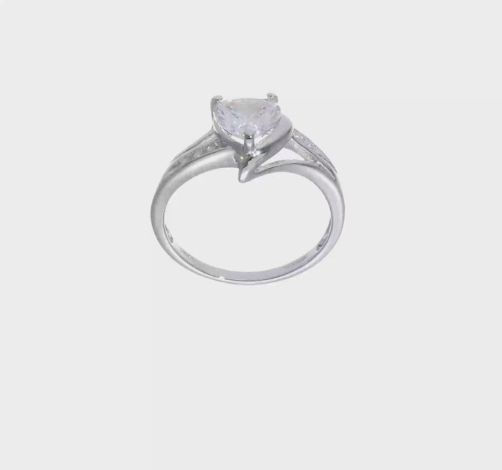 Sterling Silver 2 mm 2.16 g CZ Heart Ring, view 7 of 7