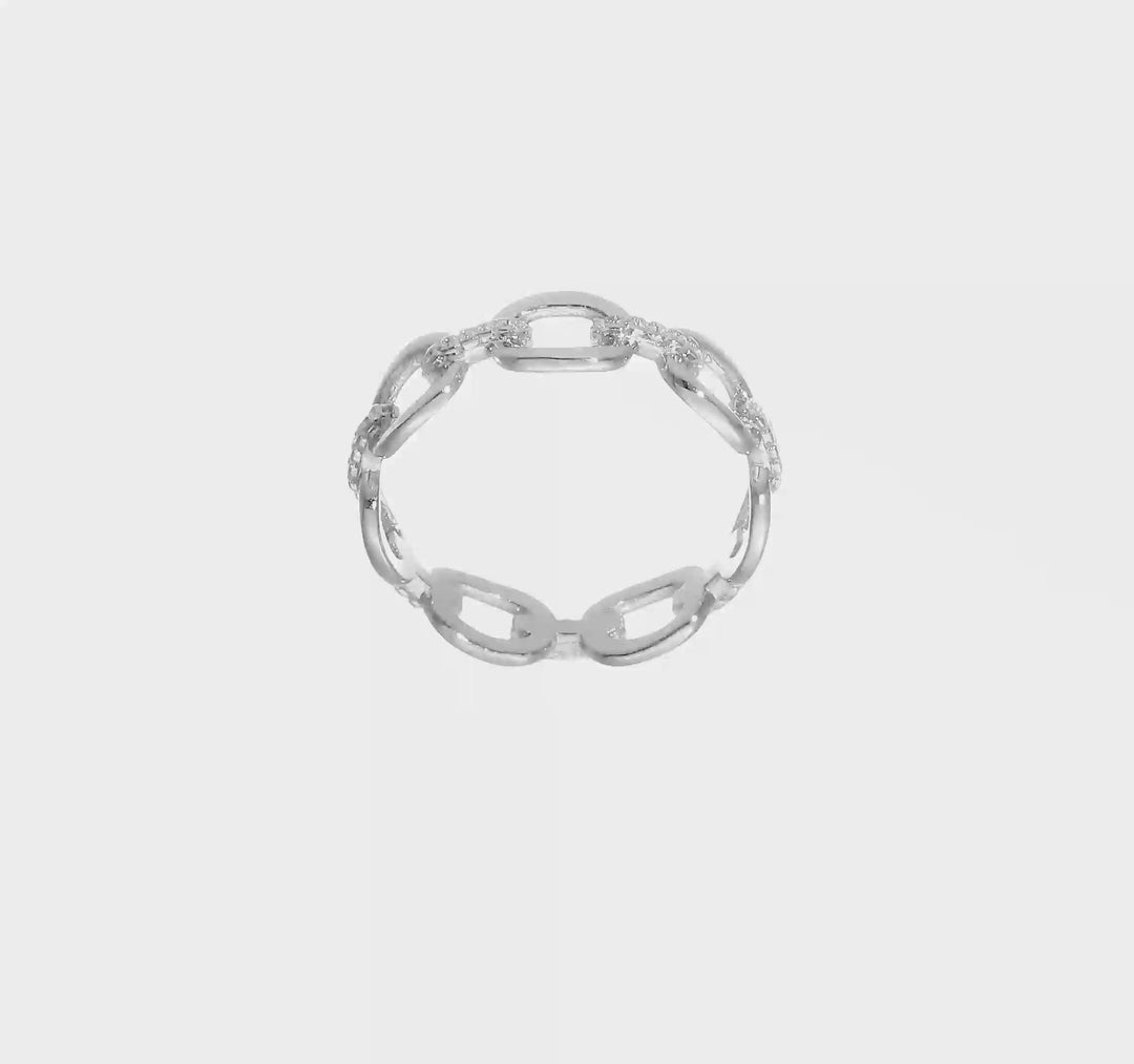 Sterling Silver CZ Bars & Oval Links Band, view 6 of 6