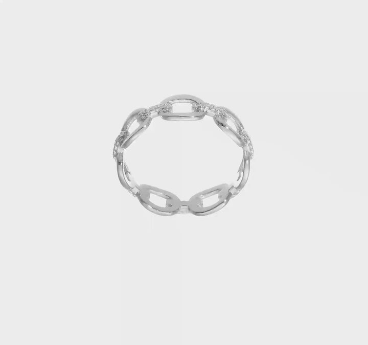 Sterling Silver CZ Bars & Oval Links Band, view 6 of 6
