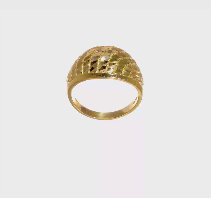 14k Yellow Gold D.C. Lattice Pattern Dome Ring, view 8 of 8