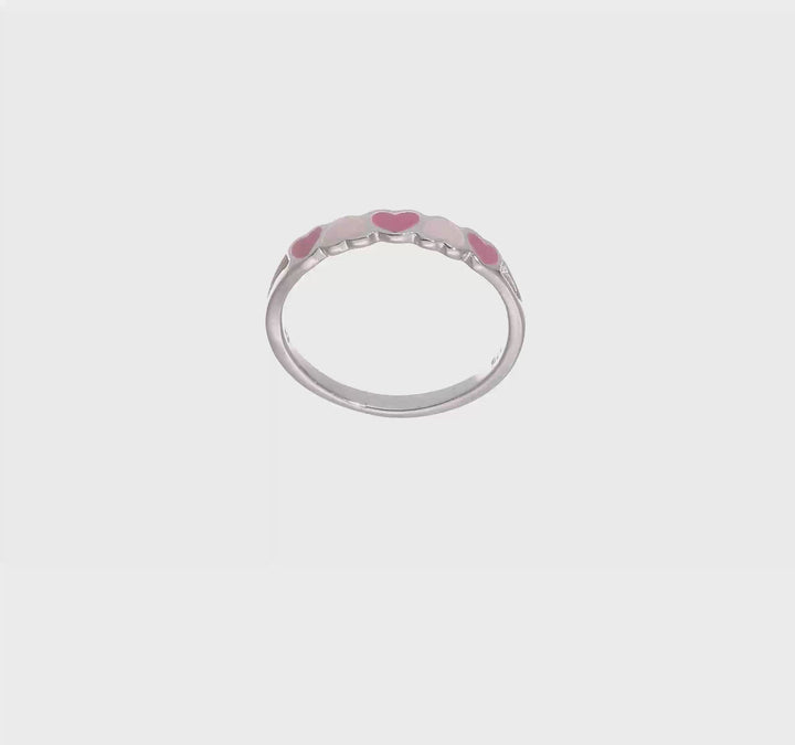 Sterling Silver Children's Enameled Hearts Ring, view 6 of 6
