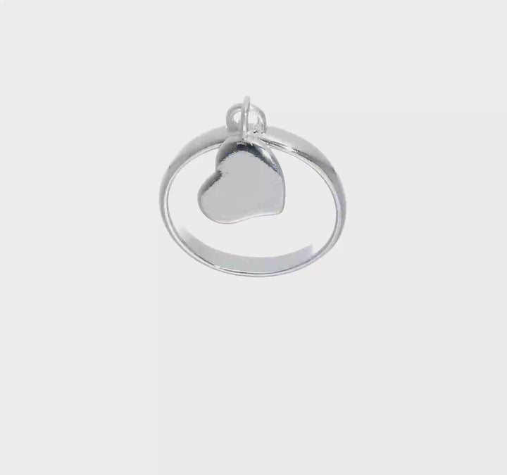 Sterling Silver Dangle Heart Ring, view 7 of 7