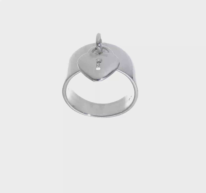 Sterling Silver Dangle Lock Ring, view 7 of 7