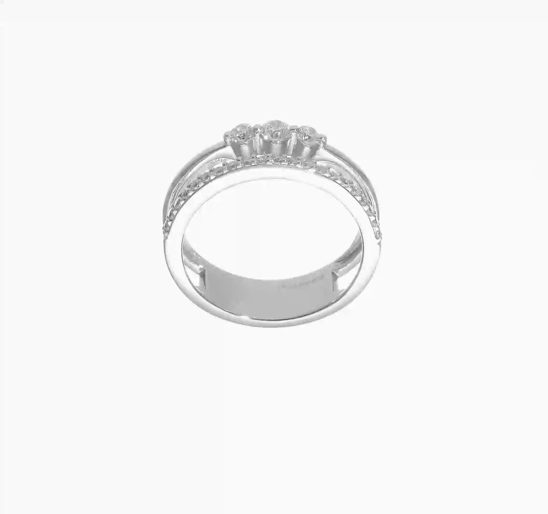 14k White Gold Polished 3/8 Carat Diamond Double Band Fashion Ring, video