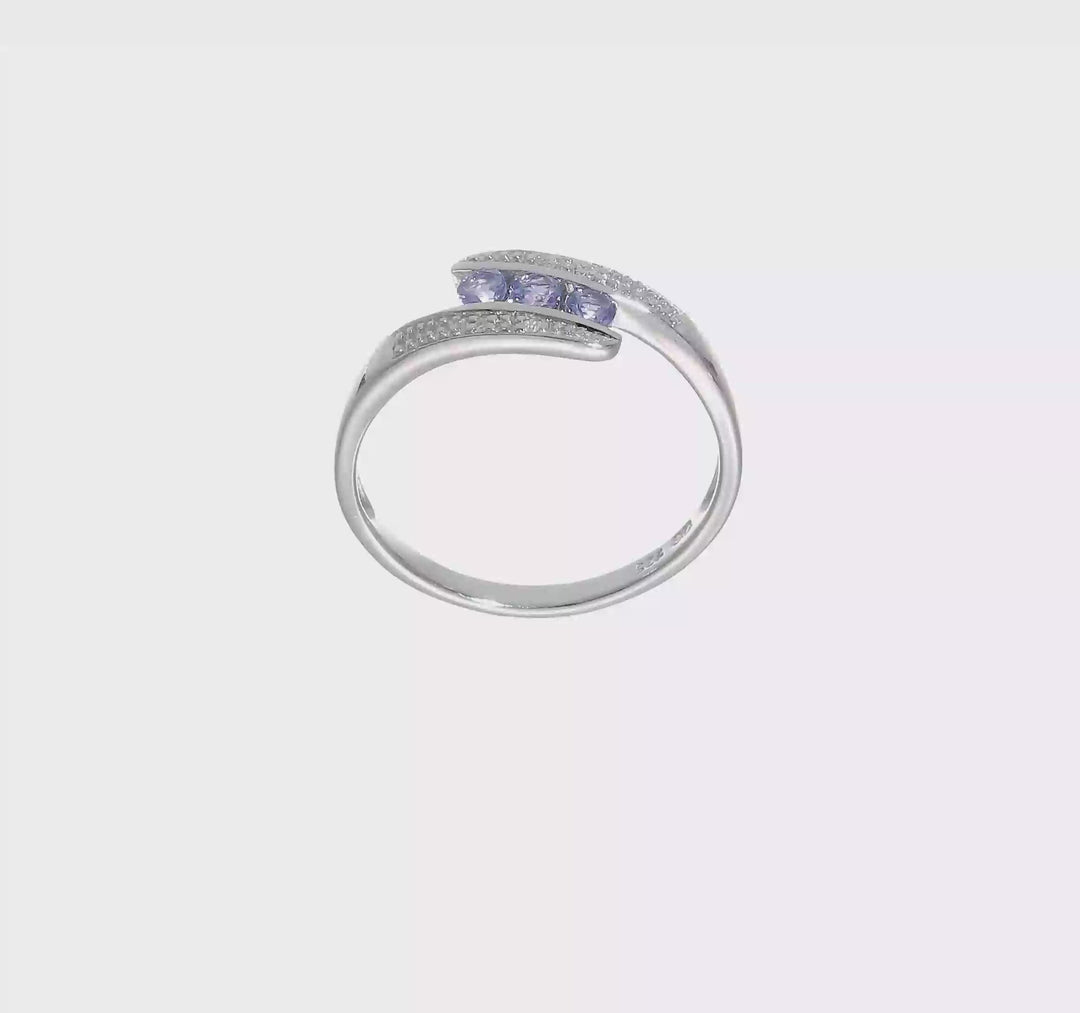 Sterling Silver Tanzanite & Diamond Ring, video