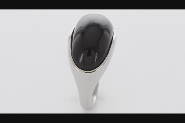 Stainless Steel Black Glass Ring, view 8 of 8