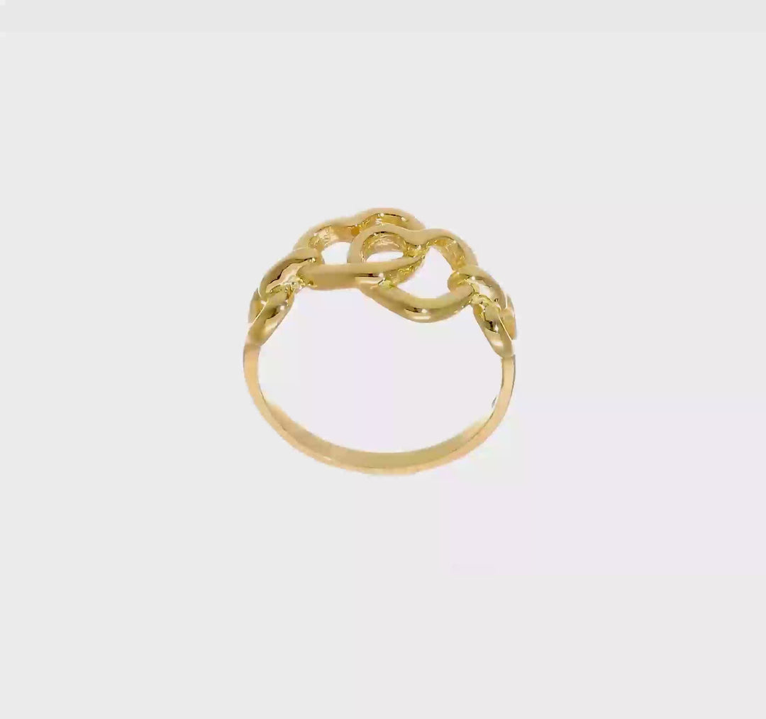 14k Yellow Gold Double Cut-out Linked Hearts Ring, view 7 of 7