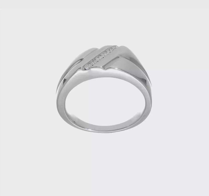 Sterling Silver 3 mm 5.18 g Diamond Men's Ring, view 7 of 7