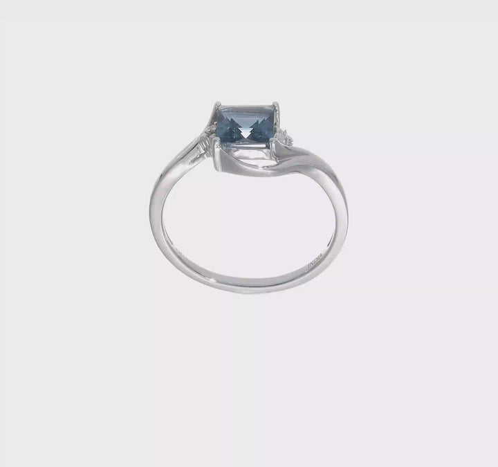Sterling Silver Diamond & London Blue Topaz Ring, video