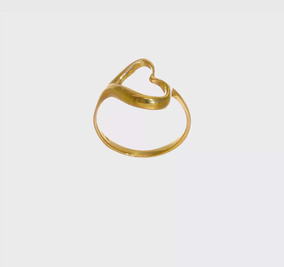 14k Yellow Gold Tilted Open Heart Ring, view 8 of 8