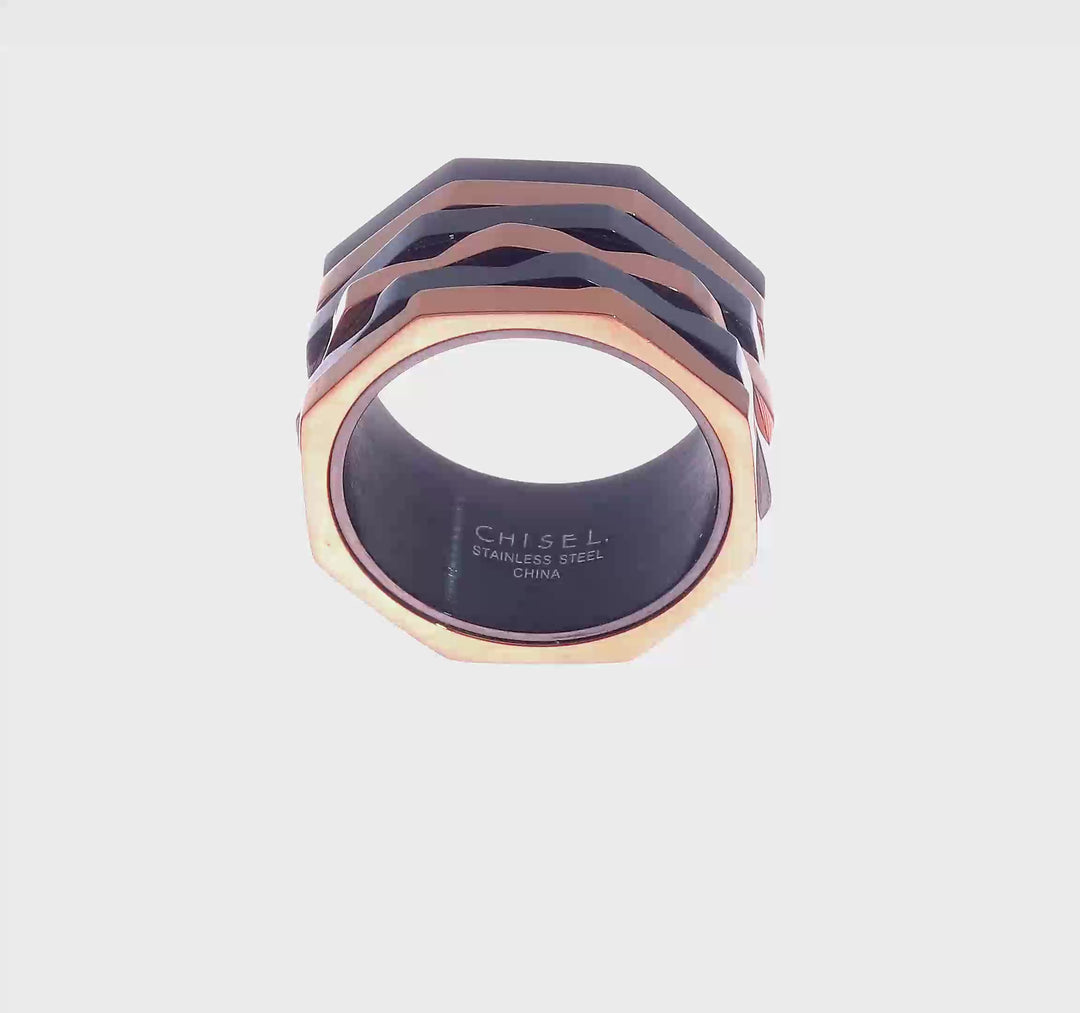 Stainless Steel Polished Black & Brown IP-plated Moveable 12mm Band, view 8 of 8