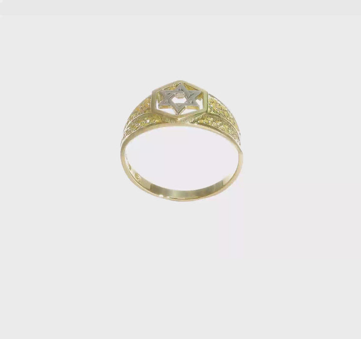 14k Two-Tone Gold Polished Star of David Ring, view 7 of 7