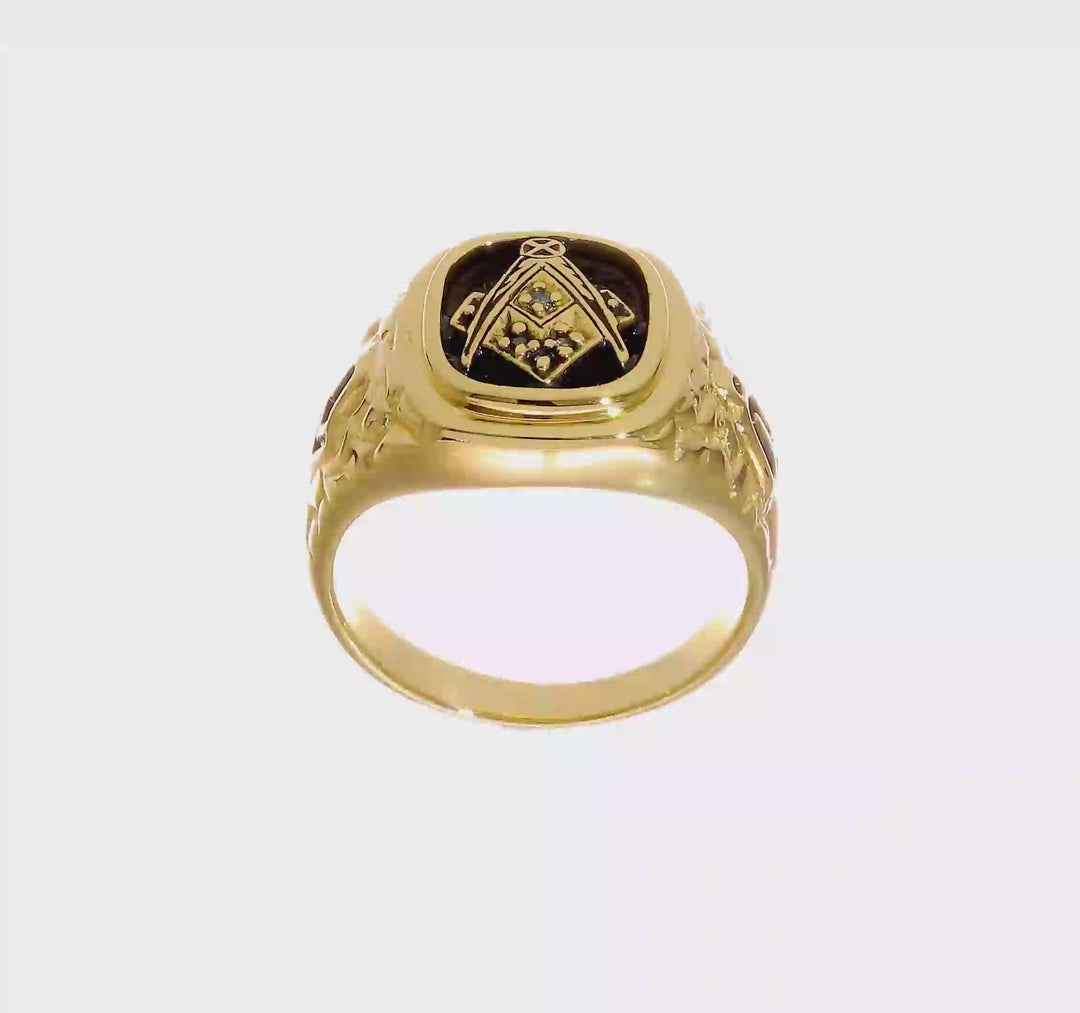 14k Yellow Gold IB Goodman Nugget Texture SI2/SI3 Quality Masonic Ring, view 8 of 8