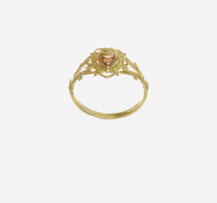 14k Two-Tone Gold Heart and Filigree Ring, view 7 of 7