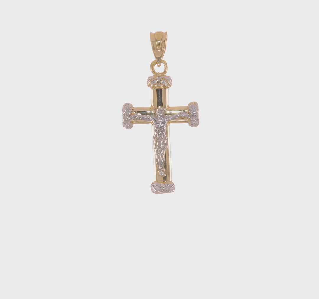 14k Two-tone Gold Celtic Iona Crucifix Pendant